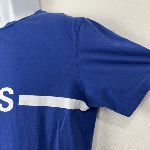 BOSS Hugo Boss Shirt Men Large Blue Short Sleeve Slim Fit Solid Spellout Tee - Picture 6 of 11